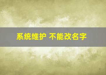 系统维护 不能改名字